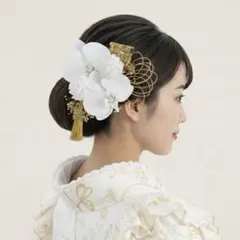 胡蝶蘭 成人式 髪飾り 振袖 和装 花 ドライ 水引 卒業式 七五三 豪華白