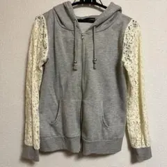 INGNI レース袖 パーカー グレー　Mサイズ
