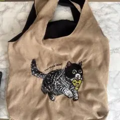 猫の刺繍トートバッグ