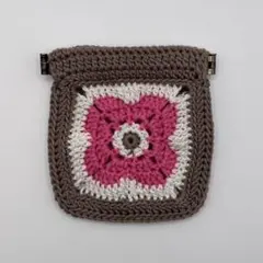 ハンドメイド　かぎ針編み　バネ口ポーチ