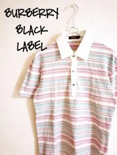 D222218 BURBERRY BLACK LABEL ボーダーポロシャツ