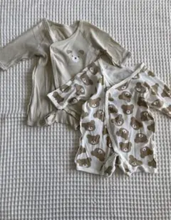 新生児長袖肌着クマ柄2枚セット