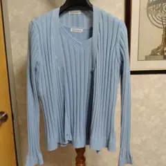 ア−ブェブェの水色ニットアンサンブルavv