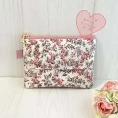 ムーンモスピンク　総柄　ティッシュ入れ付ポーチ　ラミネート　ミニポーチ