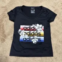 adidas 花柄 Tシャツ 黒