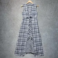 Otto チェック柄 ロングワンピース シャツワンピース ノースリーブのサムネイル