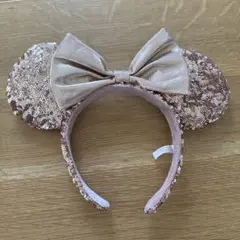 ミニーちゃん カチューシャ ピンクゴールド スパンコール