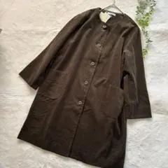 【新品未使用】　ソフトコーデュロイ素材　ノーカラーカジュアルコート　M