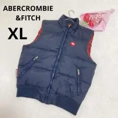 アバクロアンドフィッチ メンズ 大きいサイズ ダウンベスト 無地 ネイビー XL