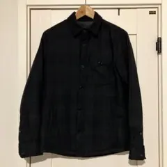 ナノユニバース　西川ダウン　ネルシャツ ジャケット　緑チェック