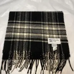 美品 ジョンストンズ カシミヤ100％ マフラー ブラック ホワイト 国内正規品