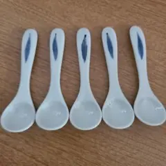 中古【 まるほんとーき 】陶器製 スプーン ティースプーン 5本セット