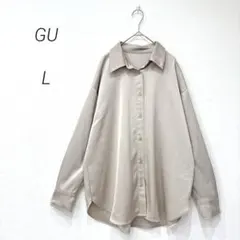 GU サテンオーバーサイズシャツL ドレープ とろみ ゆったり きれいめ 上品のサムネイル