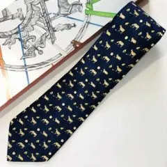 HERMES ネクタイ アニマル柄 ネイビーのサムネイル