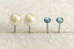 20 あこやベビー真珠ピアス 高品質ガラスストーンミニプチピアス