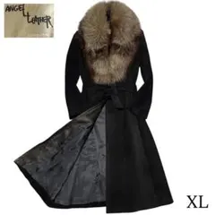 【本革×スエード×マキシ丈】大きいサイズ リアルレザーガウンコート ブラックXL