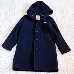 ダントン ウールモッサメルトンジャケット　フーディ　紺　Sサイズ　くるみボタン