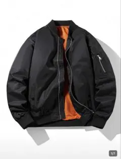 MA-1 ブラックジャケット オレンジ裏地
