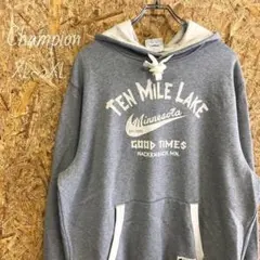 チャンピオン　パーカー　ビッグシルエット　★XL プルオーバー　刺繍ロゴ　古着