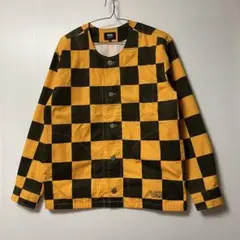 VANS チェッカー ノーカラーシャツジャケット S イエロー×ブラックのサムネイル