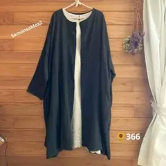 SM2 リネン混黒シャツワンピース 長袖