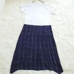 nikoand ニコアンド ドッキング カットソー ワンピース F チェック柄