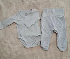 H&M ロンパース·レギンスセット ホワイト×グレー