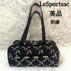 ⭐️美品LeSportsac レスポートサック ハンドバッグ ブラック 花柄刺繍