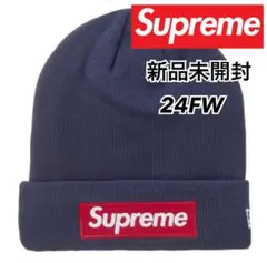Supreme Box Logo Beanie NewERA Navy 24FW