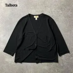 【Talbats PETITES】カーディガン Vネック 7分袖 レーヨン 黒