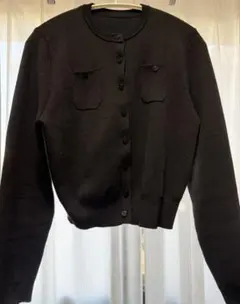 胸ポケットニットカーディガン　ユアーズ　ur's 黒　ブラック