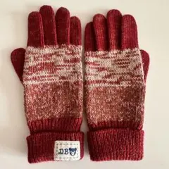DOUBLE B 手袋 赤とベージュ 杢編み
