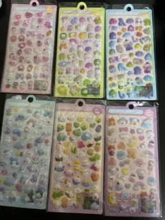 カラフルキャラクターシール 6枚セット ぷくぷくシール