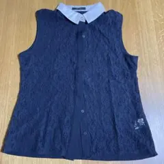 ネイビー レース ノースリーブシャツ 11号