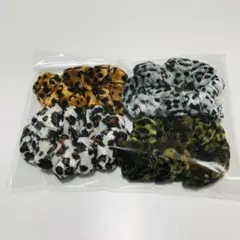 -特価祭 No.026-　【新品】　シュシュ　⑤　【４色４個セット】　レオパード