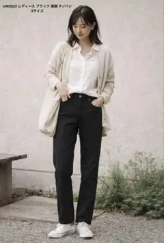 【美脚】UNIQLO 黒チノパン S ブラック レディース