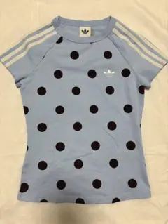 週末限定値下げ‼️ アディダス 水玉 tシャツ ドット ポルカドット 水色