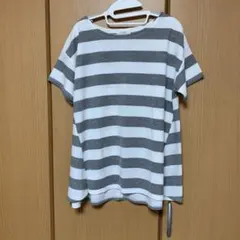 Heart Market グレーとホワイトストライプ 半袖Tシャツのサムネイル