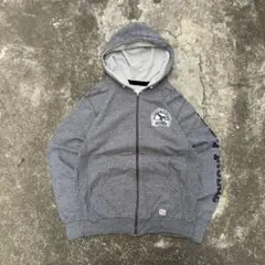 00s RUSSELL ATHLETIC グレー短丈パーカー y2k c-boy