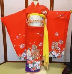 七五三 七歳 女児 正絹 総絞り 着物フルセット 着物は花ひめ NO37288