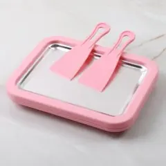 アイスクリームメーカー 電気不要 ロールアイス 手作り シャーベット ピンク