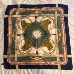 【イタリア製 】レトロ 馬具柄 スカーフ ヴィンテージ調デザイン シルク