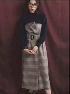 即決価格　Noela　ノエラ　ロングワンピース　ドッキング　切替　ハイウエスト