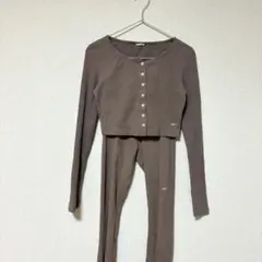 Reebok 上下セットアップ　カーディガン　レギンスパンツ　ブラウン系　（S）