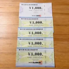 ビックカメラ　コジマ 株主優待券 5000円分