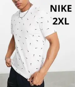 2XL 新品 NIKE ナイキTシャツ 総柄 スウッシュ 半袖 白 メンズ