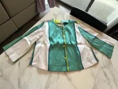 ナラカミーチェ　新品未使用！嬉しいⅢサイズ！イタリア製！配色ブラウス　緑黄緑系のサムネイル