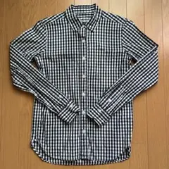 無印良品　ブラックとホワイトのギンガムチェック　長袖シャツ　XS