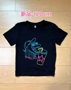 新品☆恐竜・ネオン風プリント・半袖・Tシャツ・120cmのサムネイル