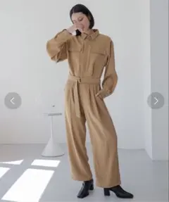 LOWRYS FARM ジャンプスーツ　ベージュ　オールインワン